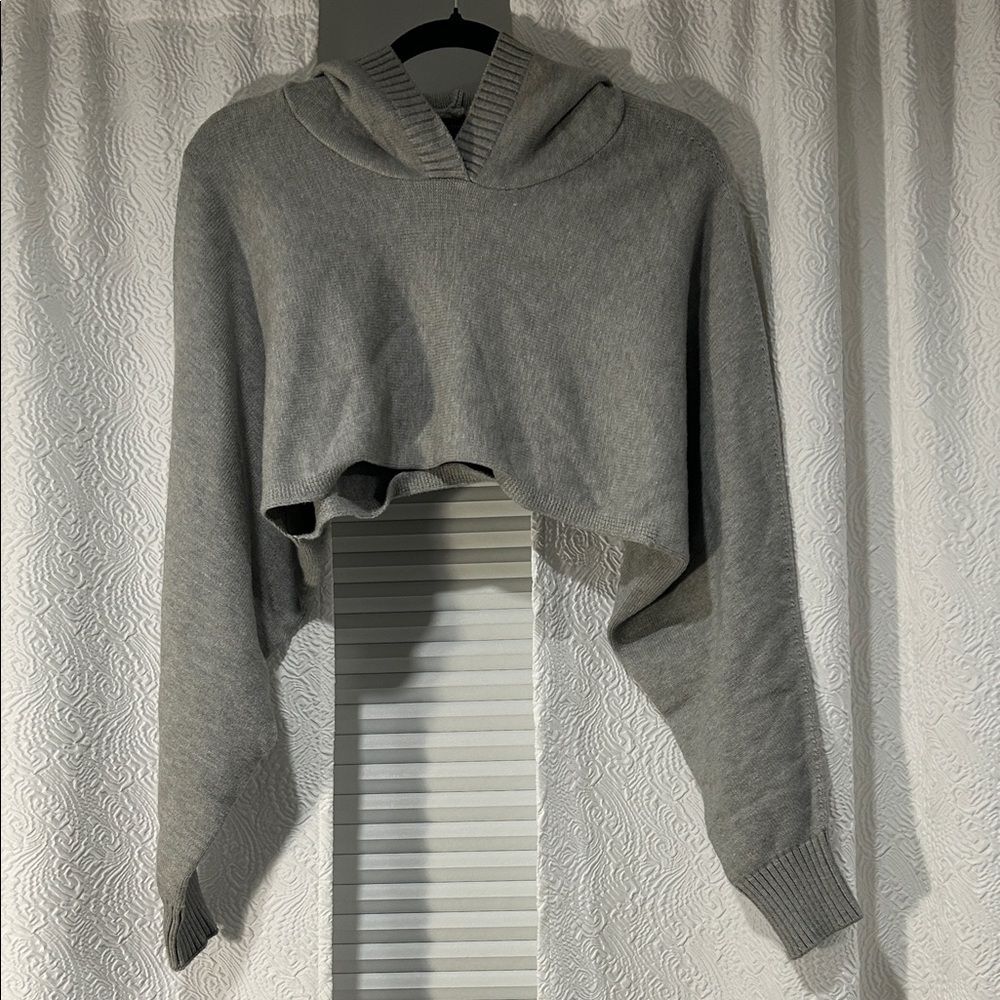 Forever 21 Gray Cropped Hoodie Sweater Size Large